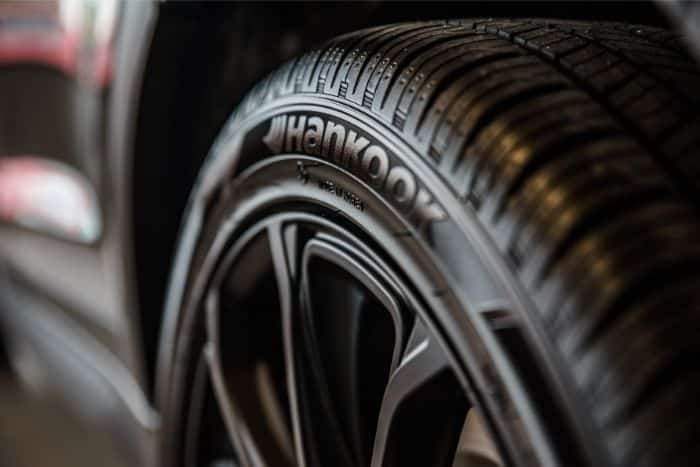 Car tire on car