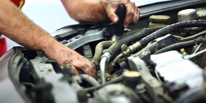 car engine being repaired