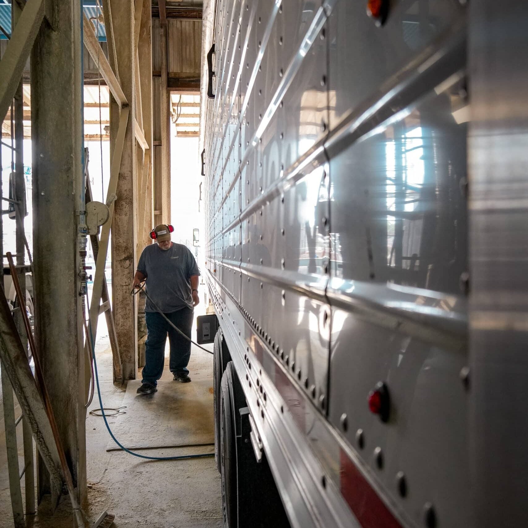 man at grain elevator