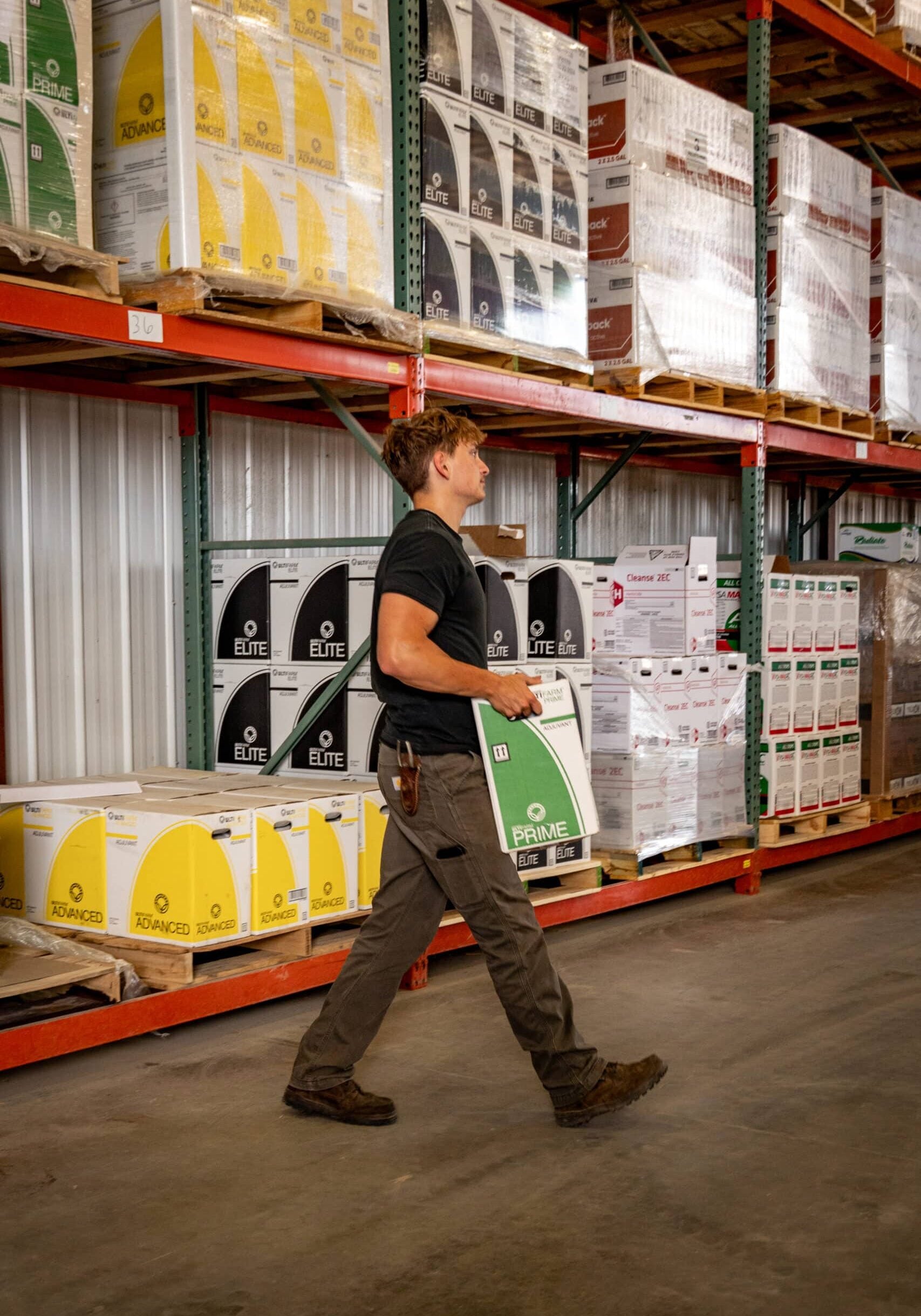 farmward employee packaged product boxes