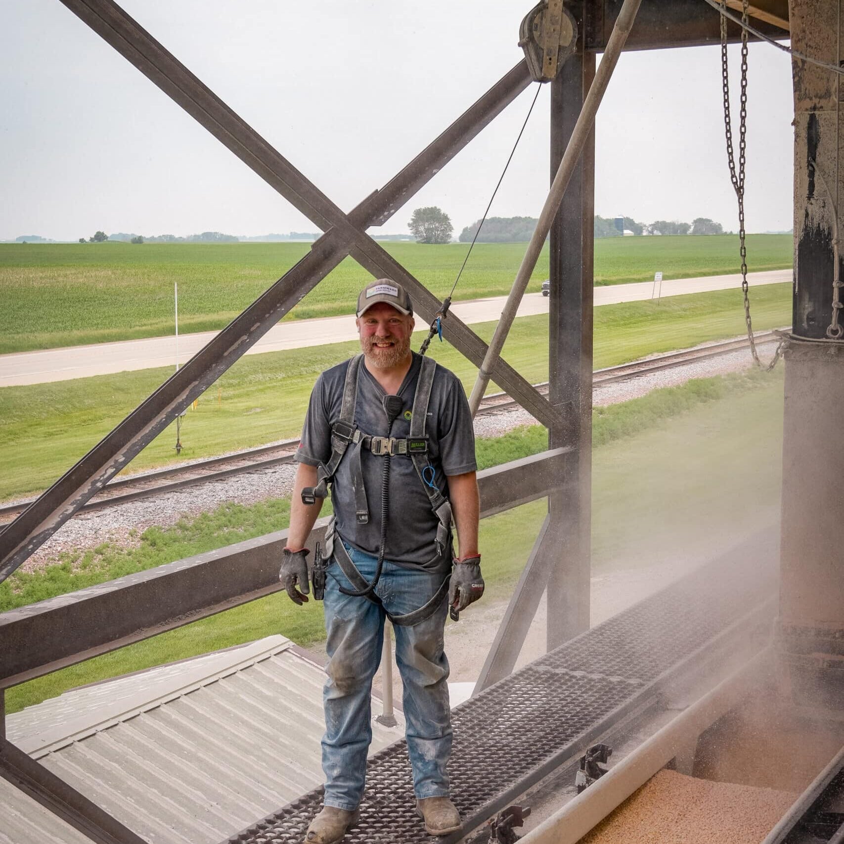 team member at grain site